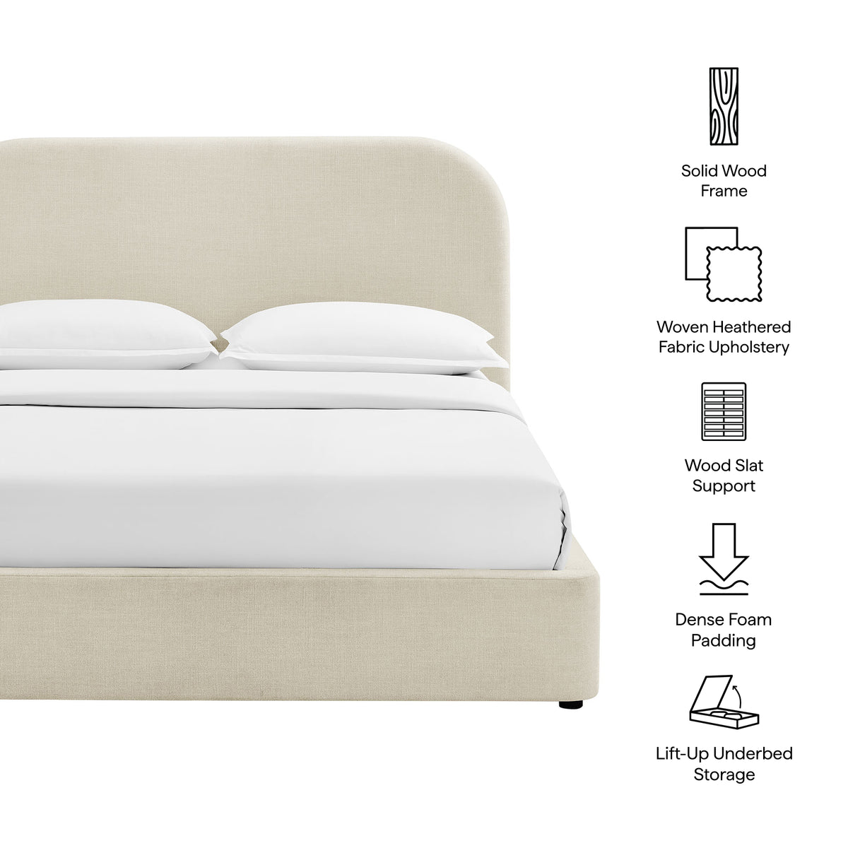 Keynote King Fabric Upholstered Storage Platform Bed Frame by Modway