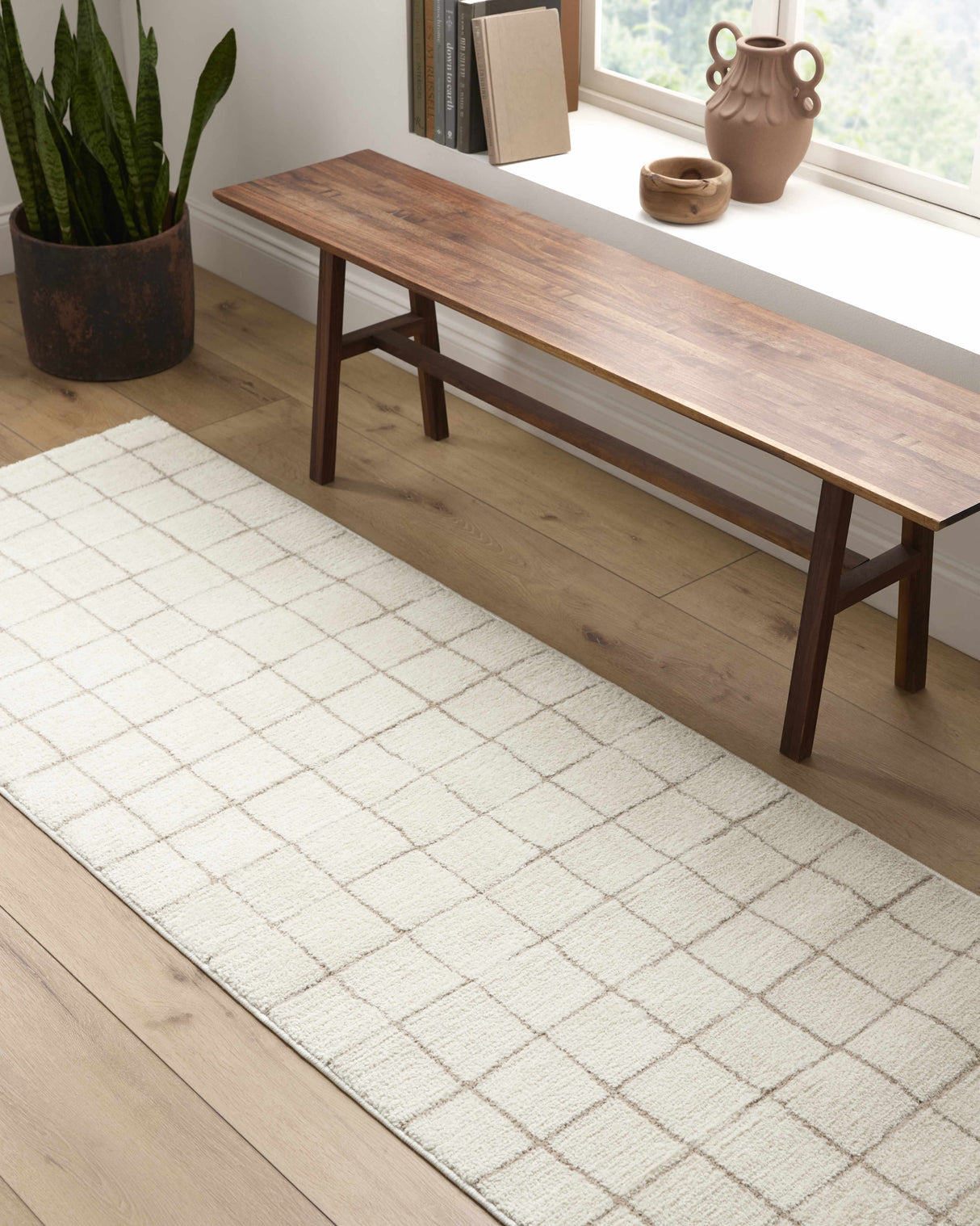 Cascade Checkered Ivory Area Rug