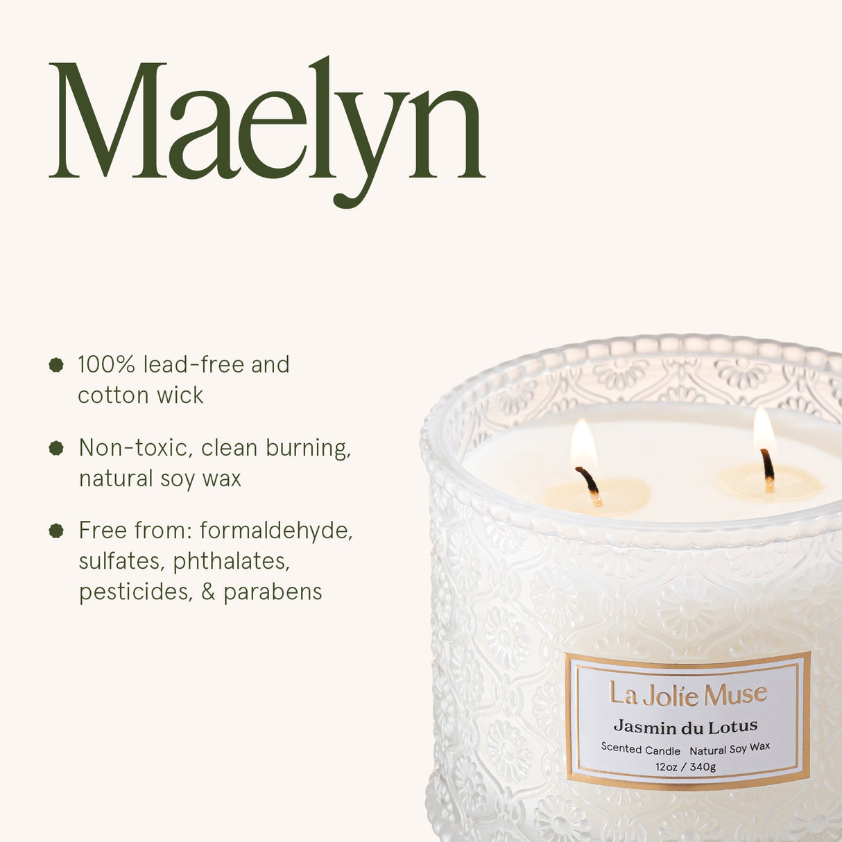 Maelyn - Jasmin du Lotus 12oz Candle
