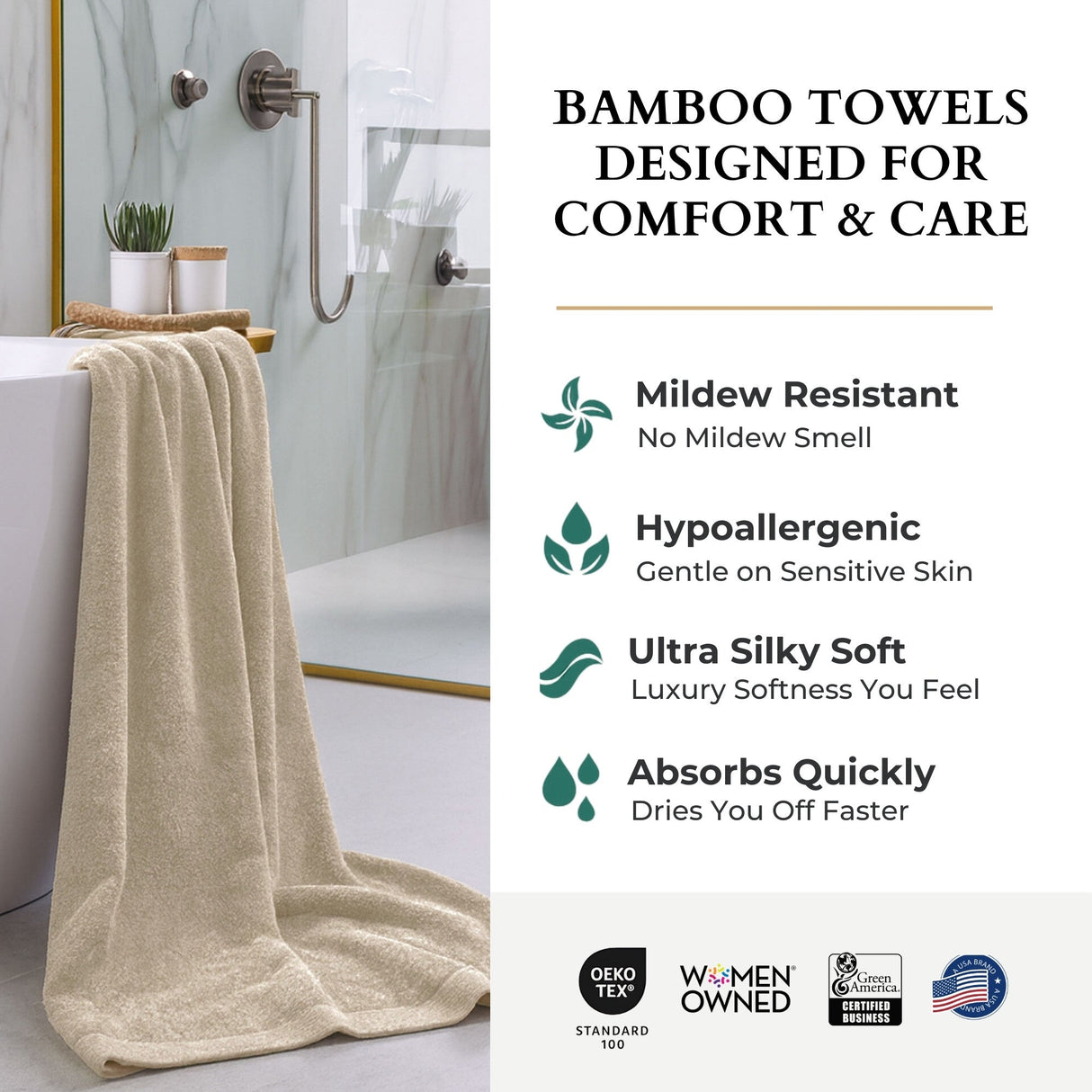 Bamboo Cotton Bath Sheet - Viscose from Bamboo + Cotton - Extra Large - Sand