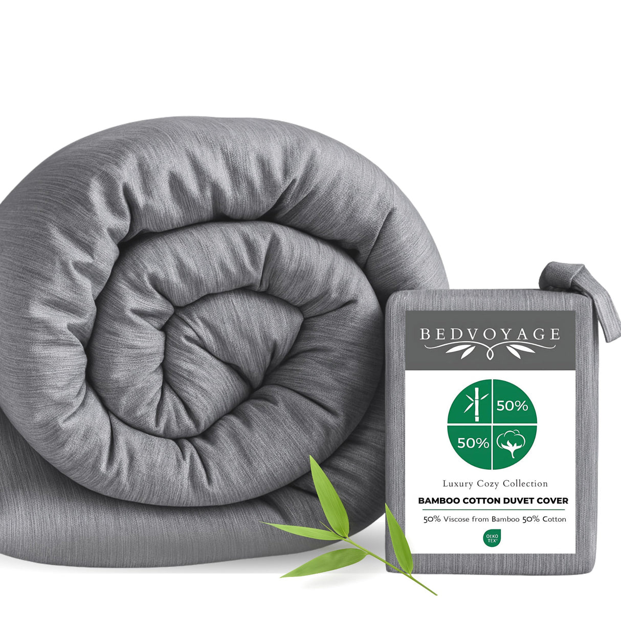 Bamboo Cotton Duvet Cover - Viscose from Bamboo + Cotton - Silver