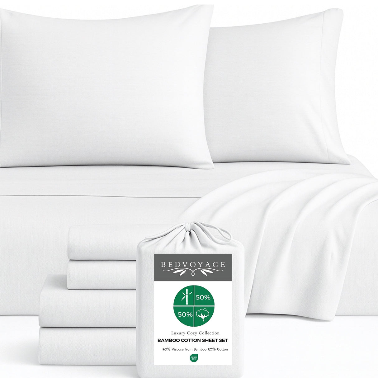 Bamboo Cotton Sheet Set - Viscose from Bamboo + Cotton - Snow