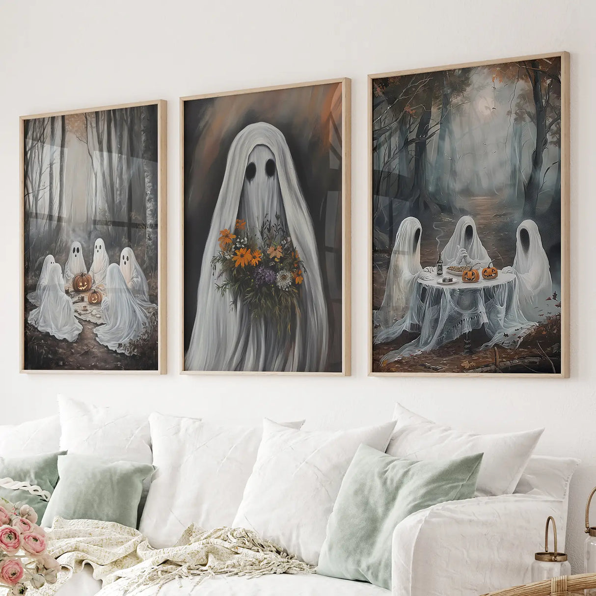 Moody Halloween Ghosts Trendy Wall Art Poster
