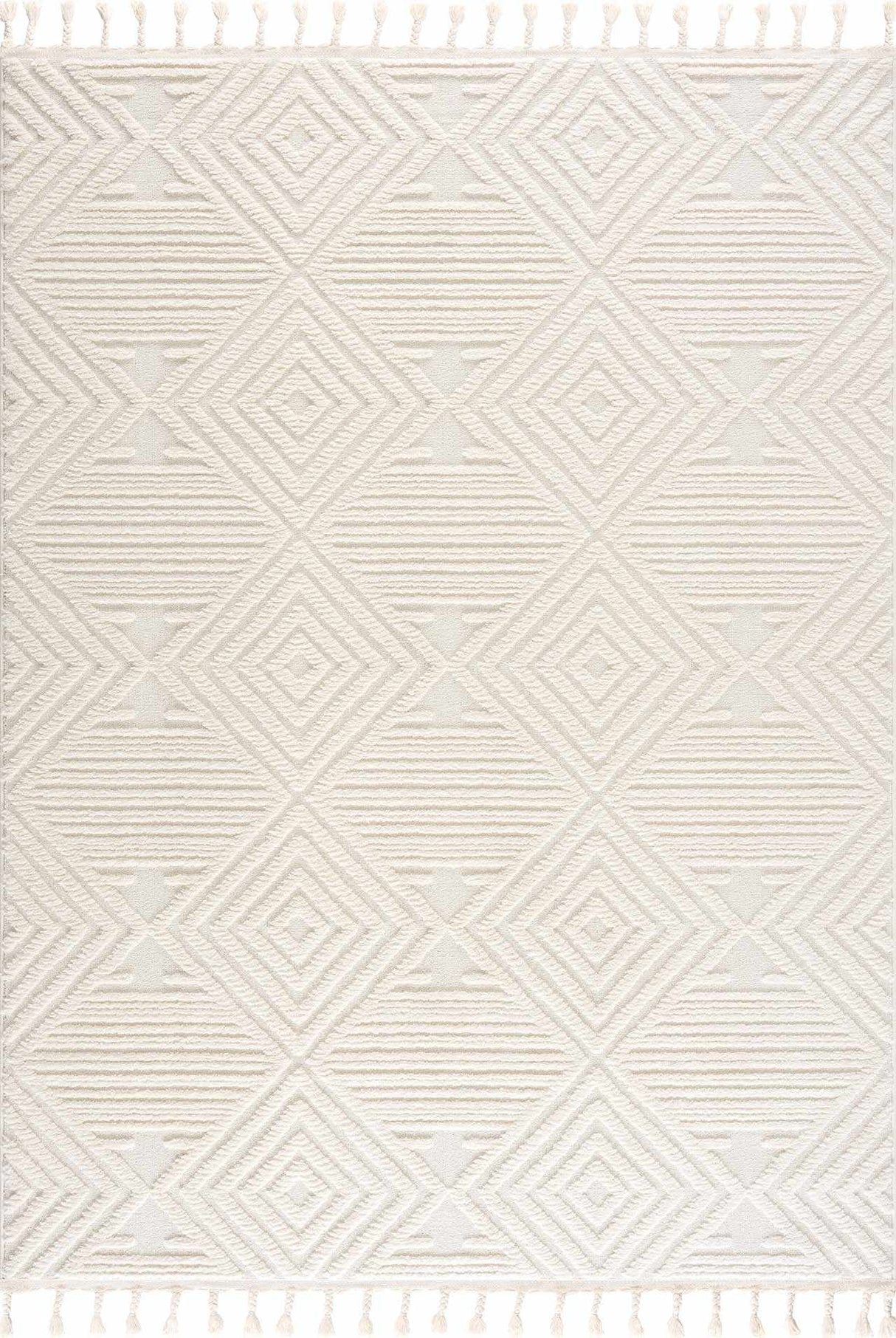 Manyas 3D Bone Area Rug with Tassels
