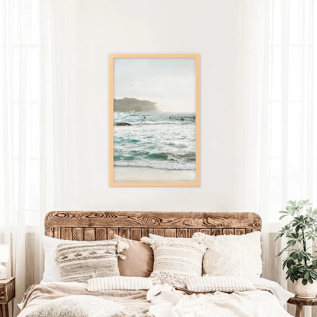 Nautical Coastline Photo. Ocean Waves and Rocks Print