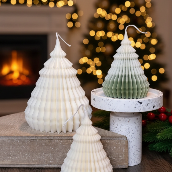 Origami Christmas Tree Candles for Festive Holiday Decor