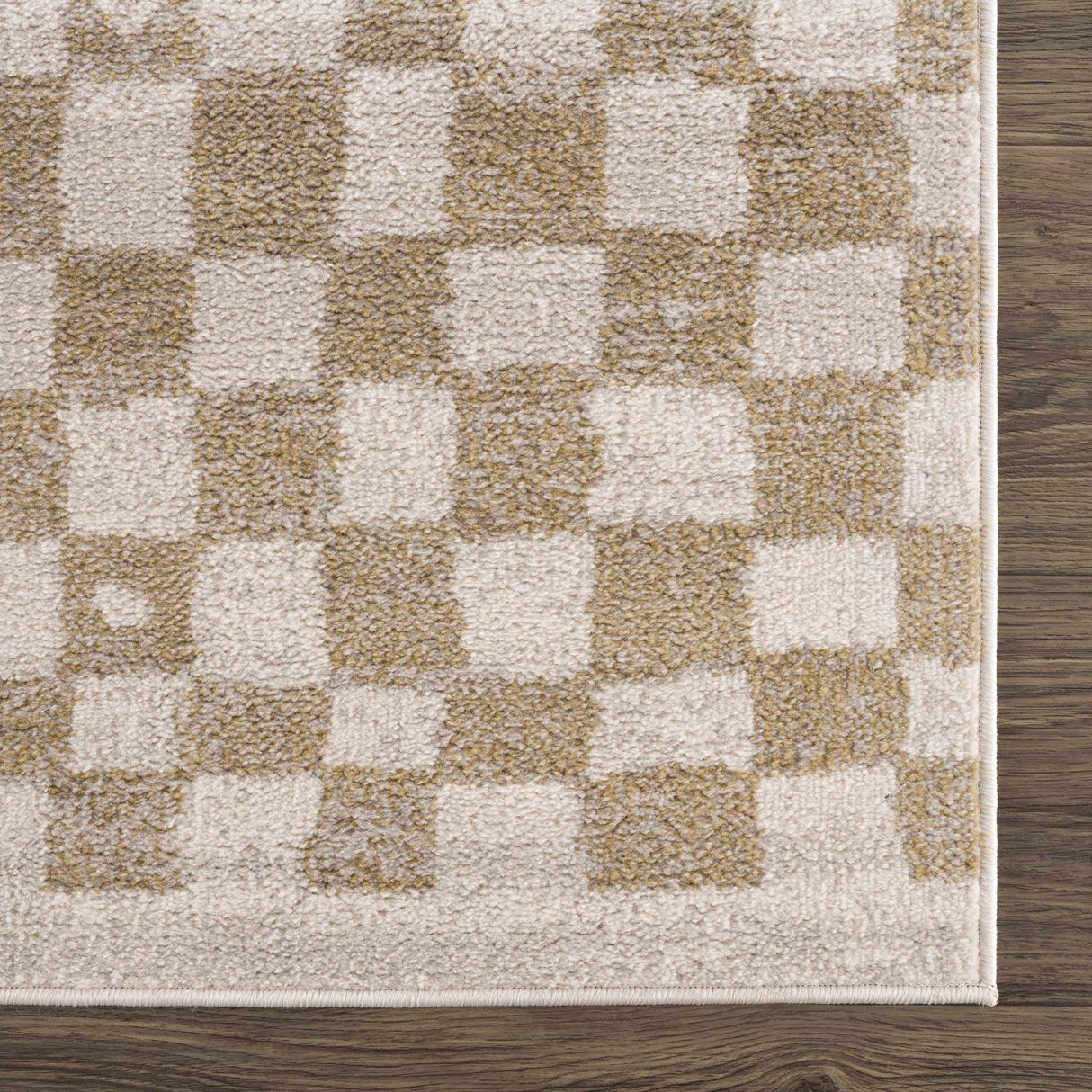 Benjy Irregular Checkboard Rug - Cream&Gold