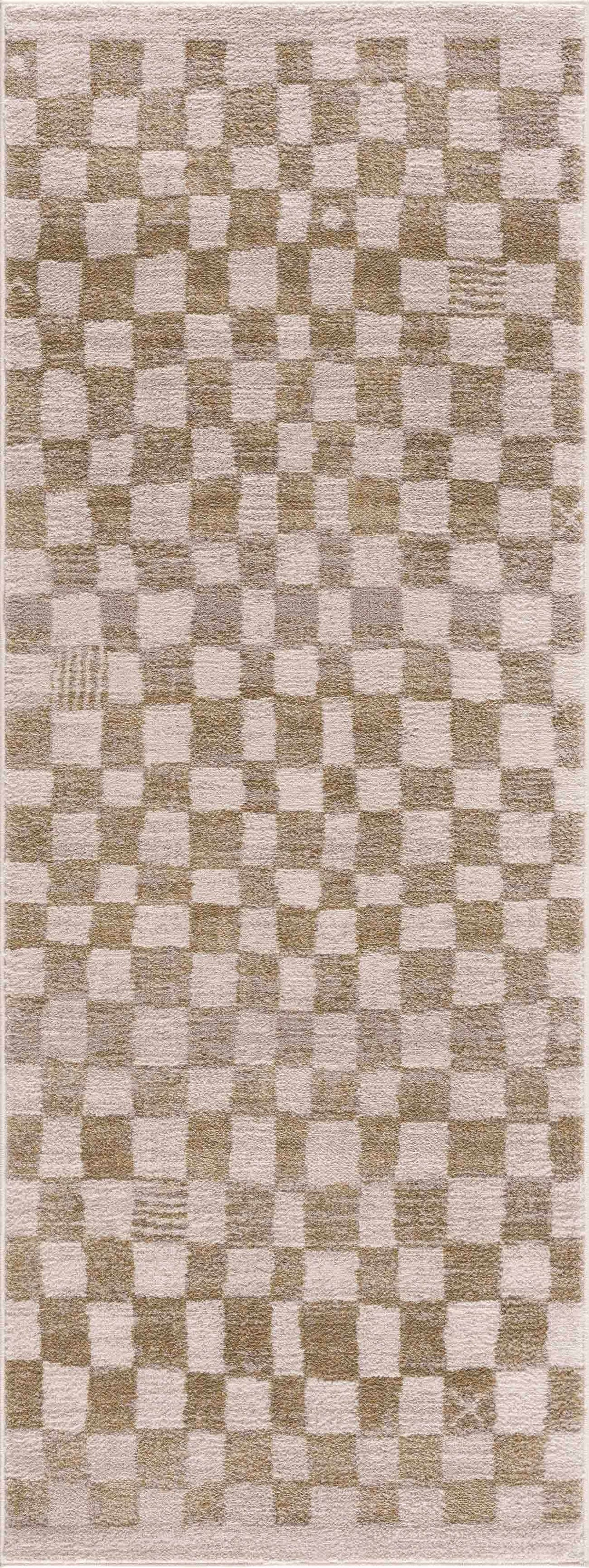 Benjy Irregular Checkboard Rug - Cream&Gold