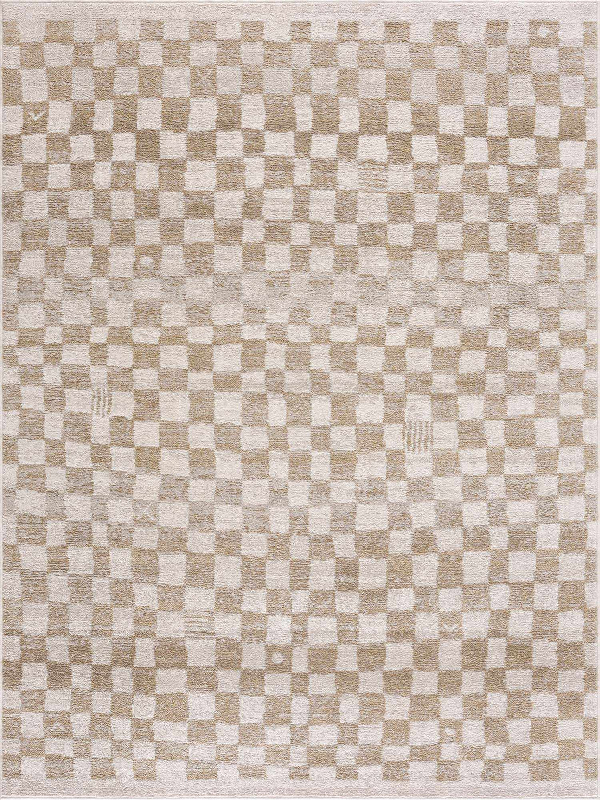 Benjy Irregular Checkboard Rug - Cream&Gold