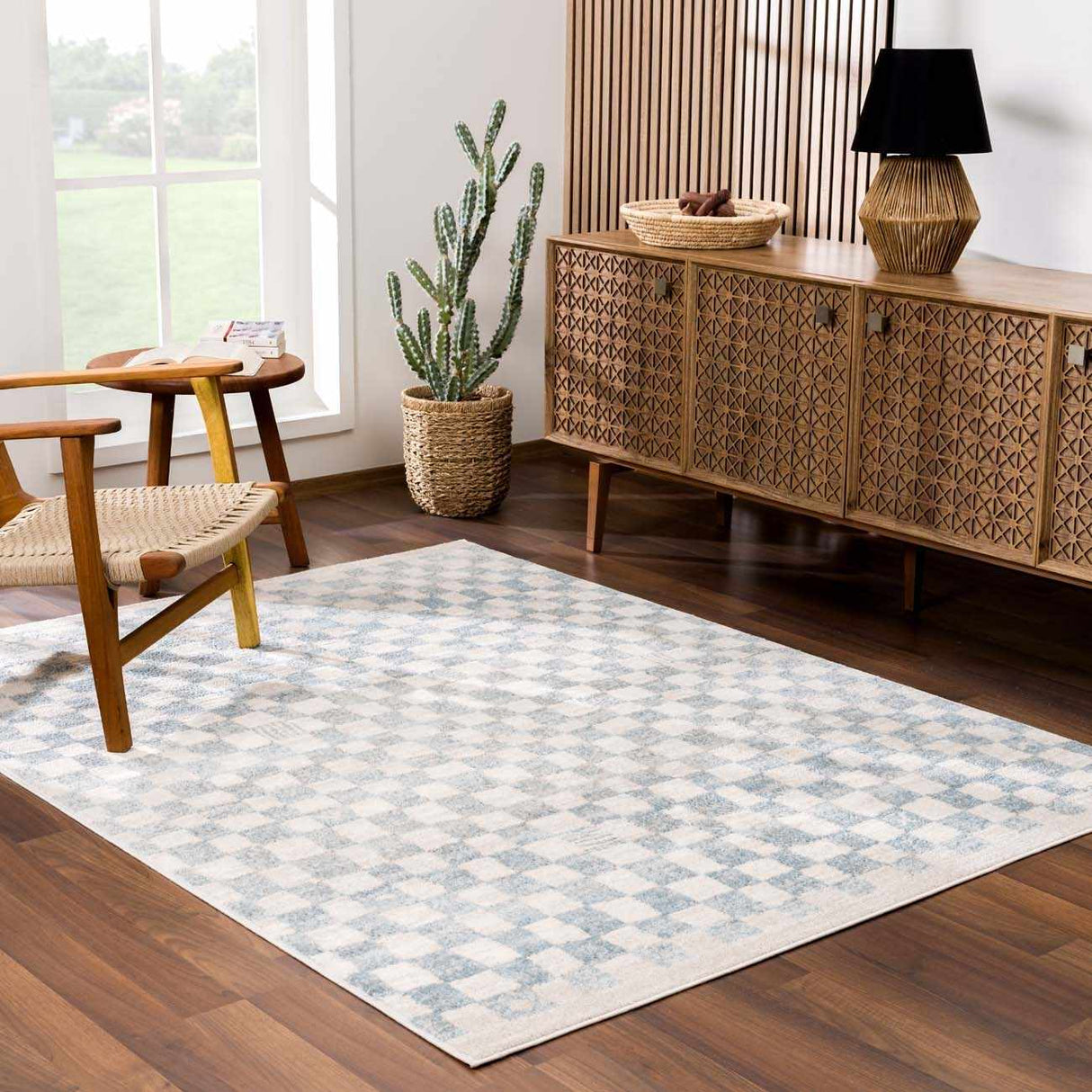 Boutique Rugs Benjy Cream & Light Blue Checkered Area Rug - view 15