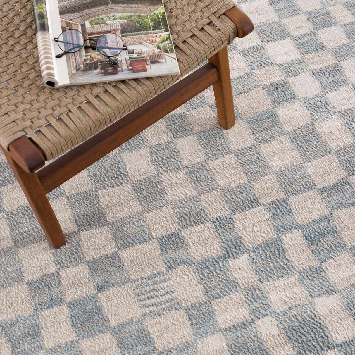 Boutique Rugs Benjy Cream & Light Blue Checkered Area Rug - view 6