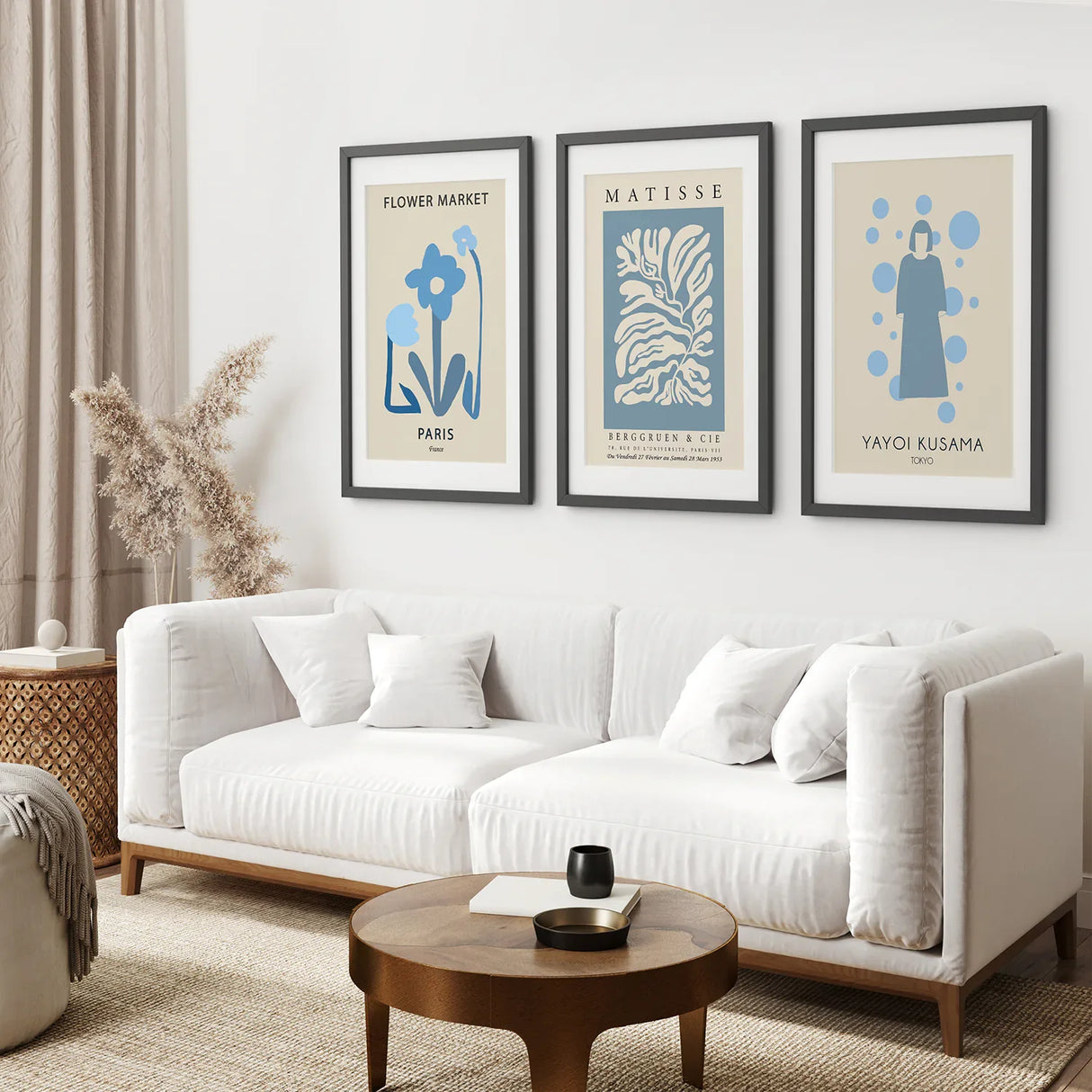 Modern Y2k Style Set of 3 Posters. Pastel Blue