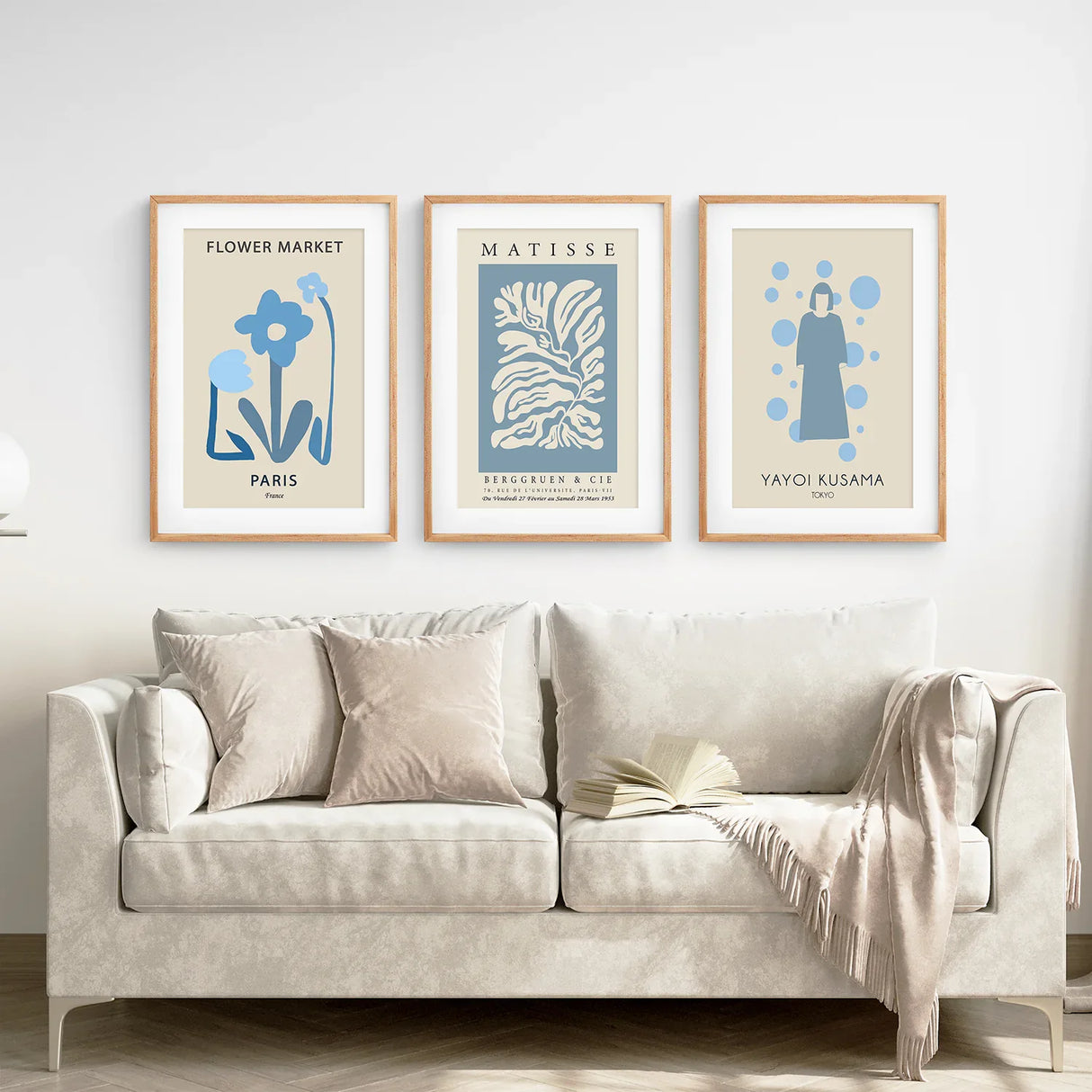Modern Y2k Style Set of 3 Posters. Pastel Blue