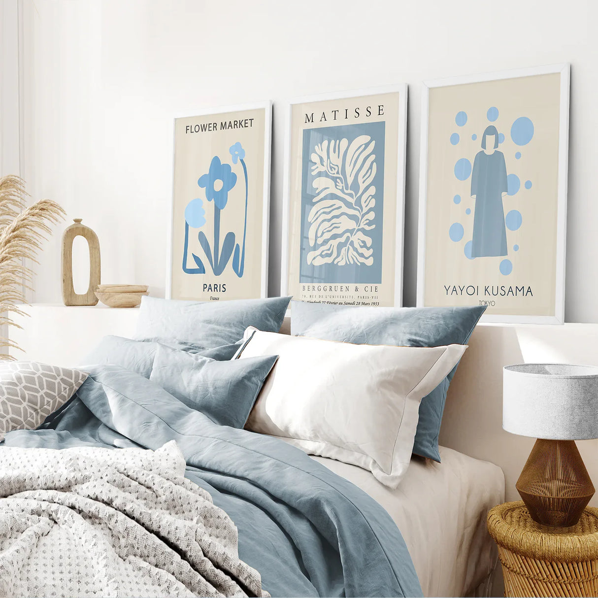 Modern Y2k Style Set of 3 Posters. Pastel Blue