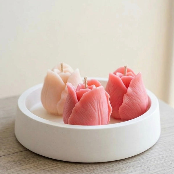 Tulip Trio Candle in Artisan Jesmonite Bowl