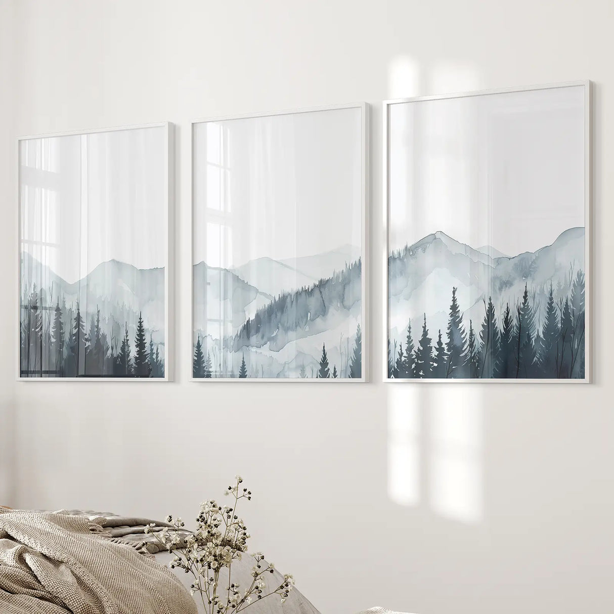 Watercolor Mountain Landscape Wall Art Posters