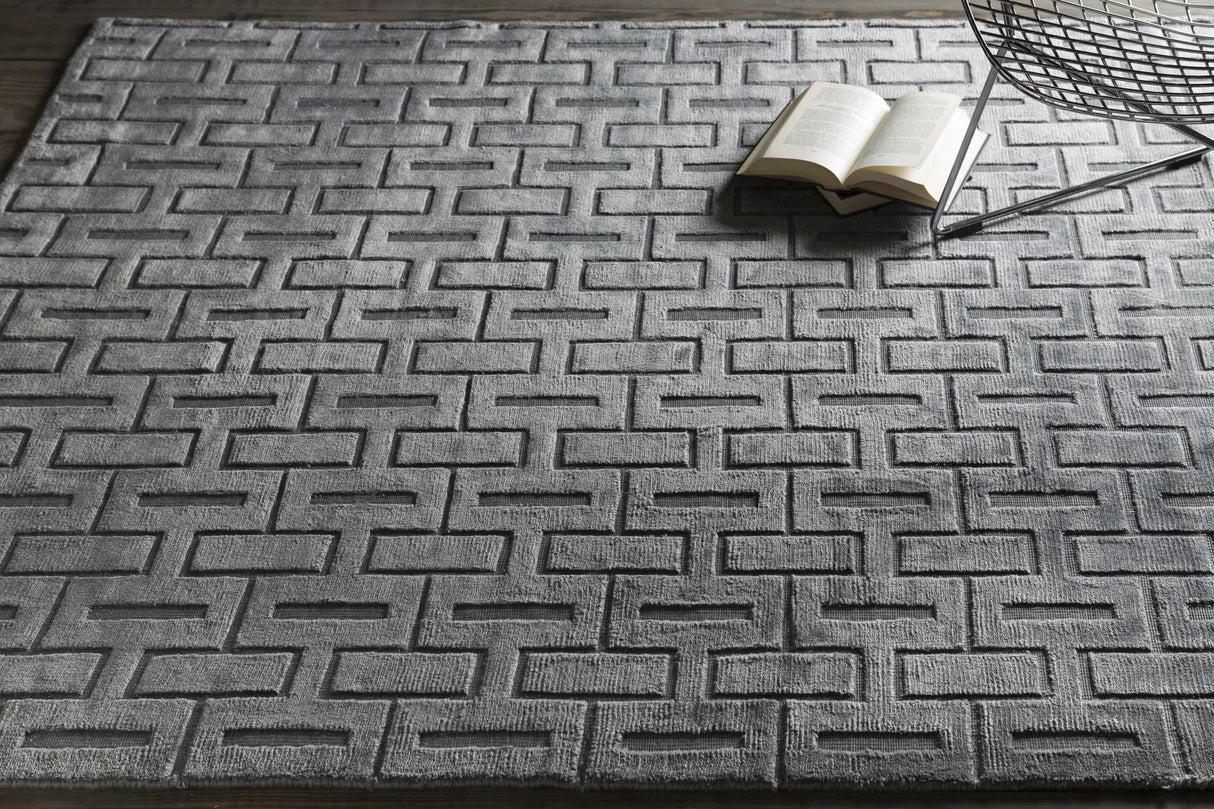 Quealy Blue Patterned 3x5 Small Viscose Rug - Clearance