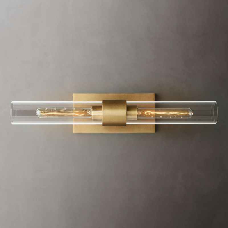 23" Brass Glass Wall Sconce 2-Light E12 Modern Vanity Light