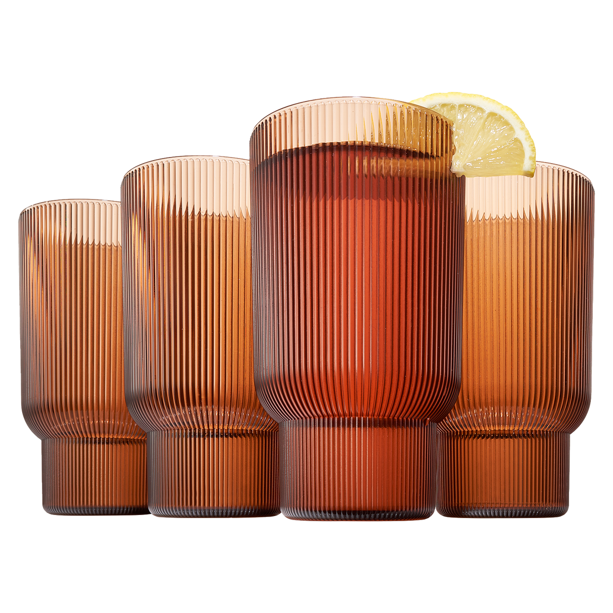 Eze Acrylic Ribbed Highball Glassware, Set of 4