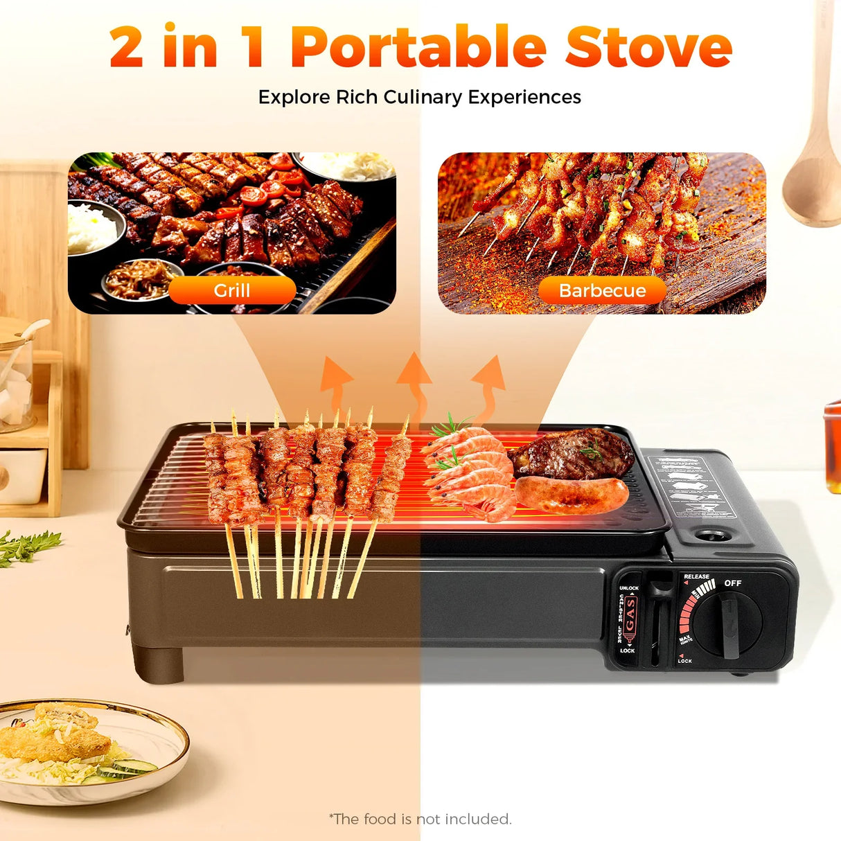 Portable Butane Grill Stove with Grill Net Outdoor Camping Traveling Trekking BBQ