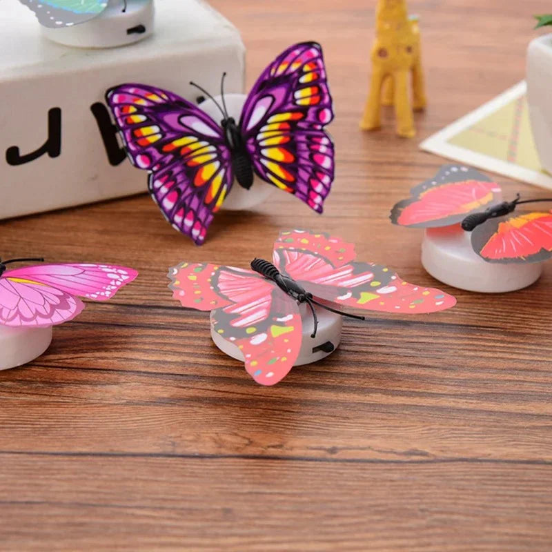 Colorful LED Butterfly Wall Night Light Stickable Glowing Decorative Home Lamp
