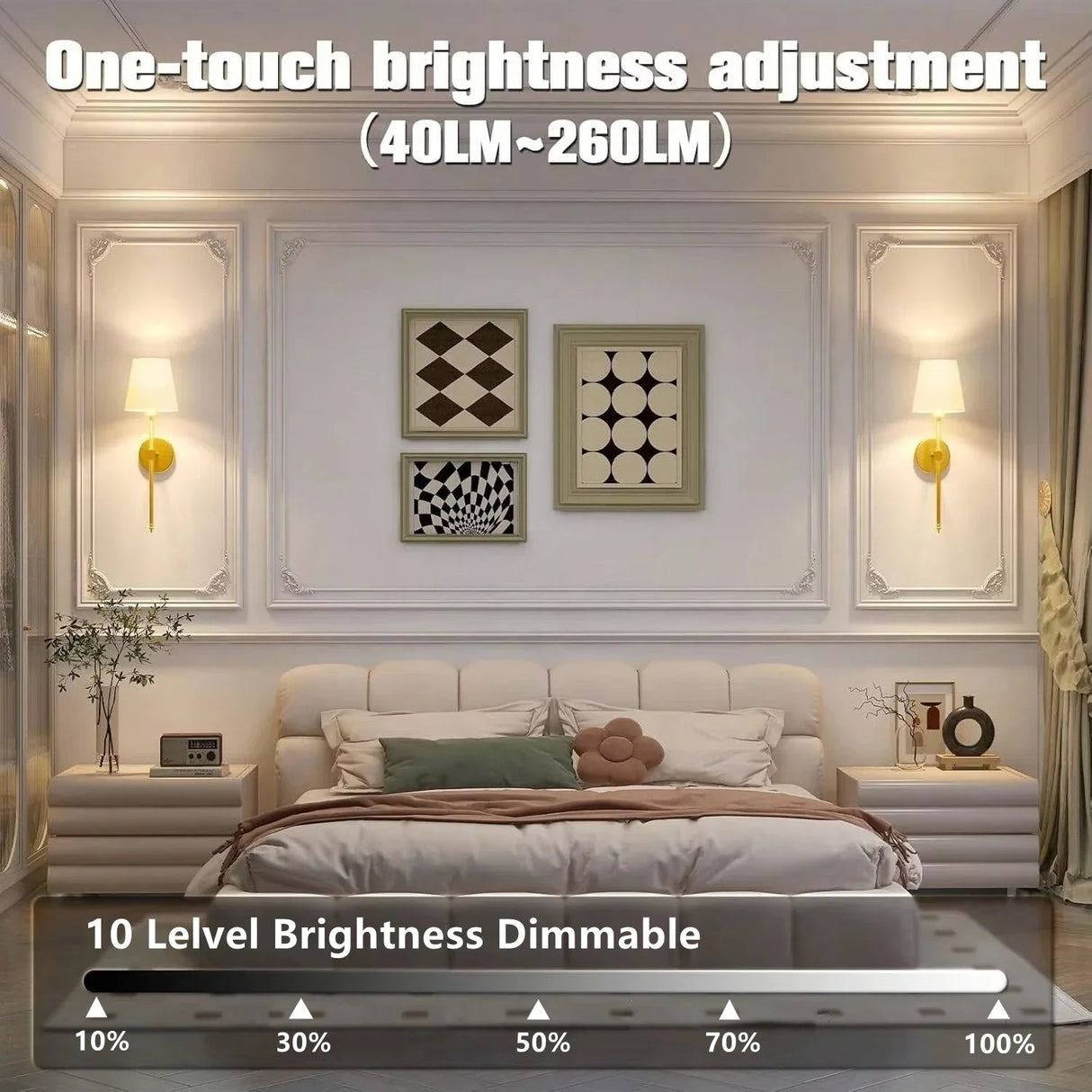 Wireless Rechargeable Wall Lamp Dimmable LED Battery Light with Remote Control