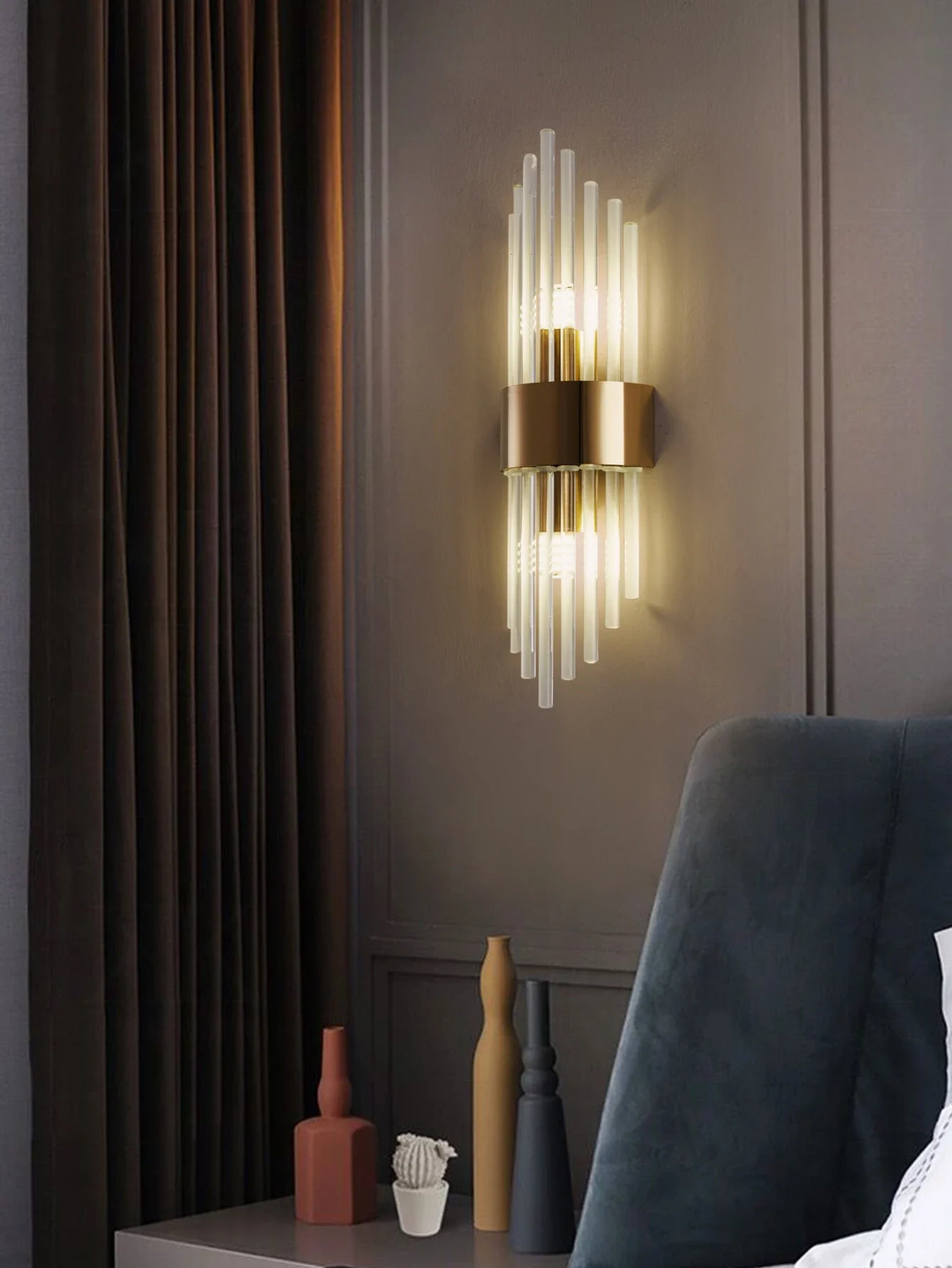 Crystal Wall Sconce G9 – Gold/Black Stainless Steel Light for Bedroom & Living Room
