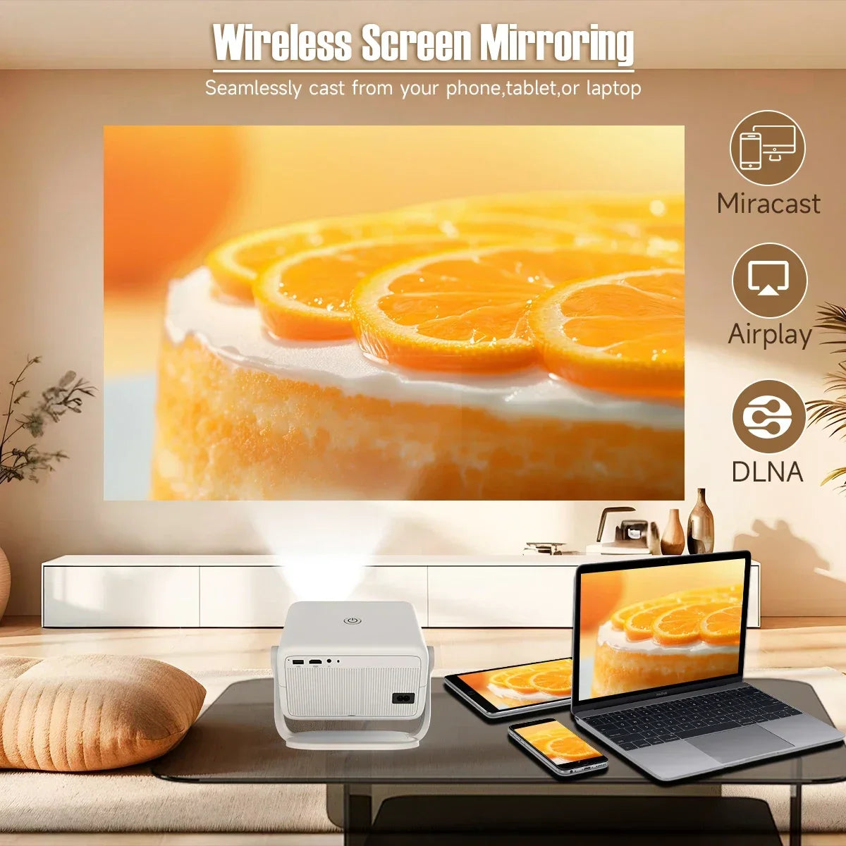 1080P 4K Projector 650ANSI Android 11 Auto Focus WiFi6 BT5.2 Portable Outdoor