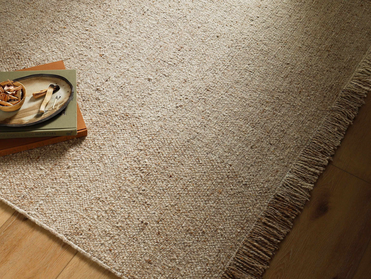 Penha Beige Monochrome Wool Area Rug - Clearance