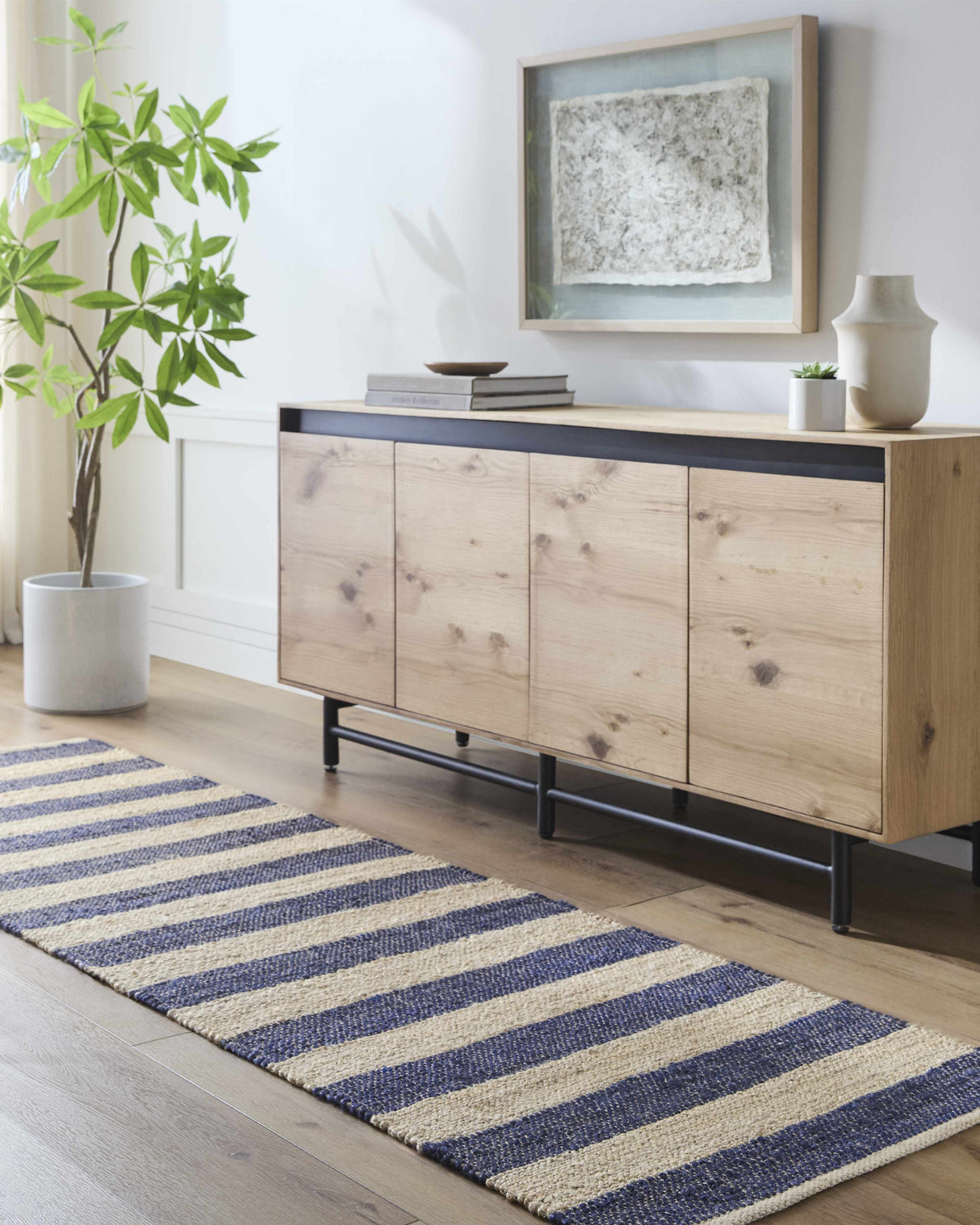 Ilkay Beige & Black Jute Area Rug - Clearance