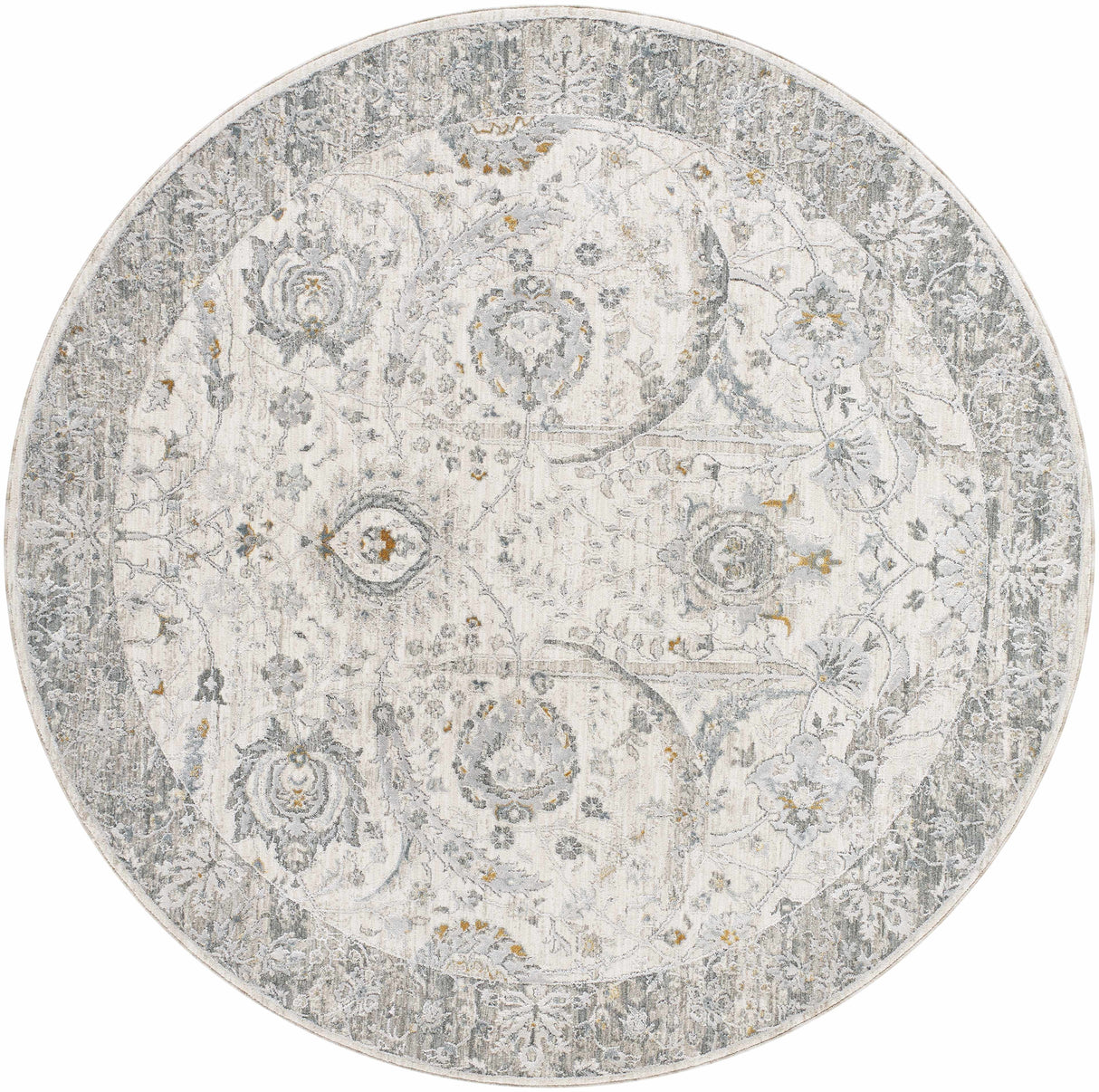 Gauge Cream & Gray Blue Rug with Fringes