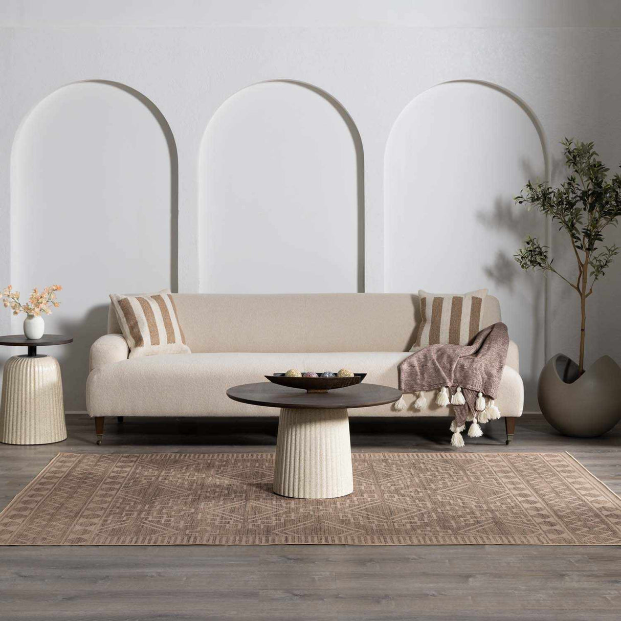 Halle Beige Washable Area Rug - Clearance