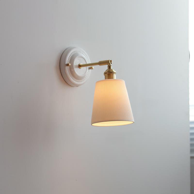 Vintage Japanese Ceramic Brass Wall Light E27 Hardwired