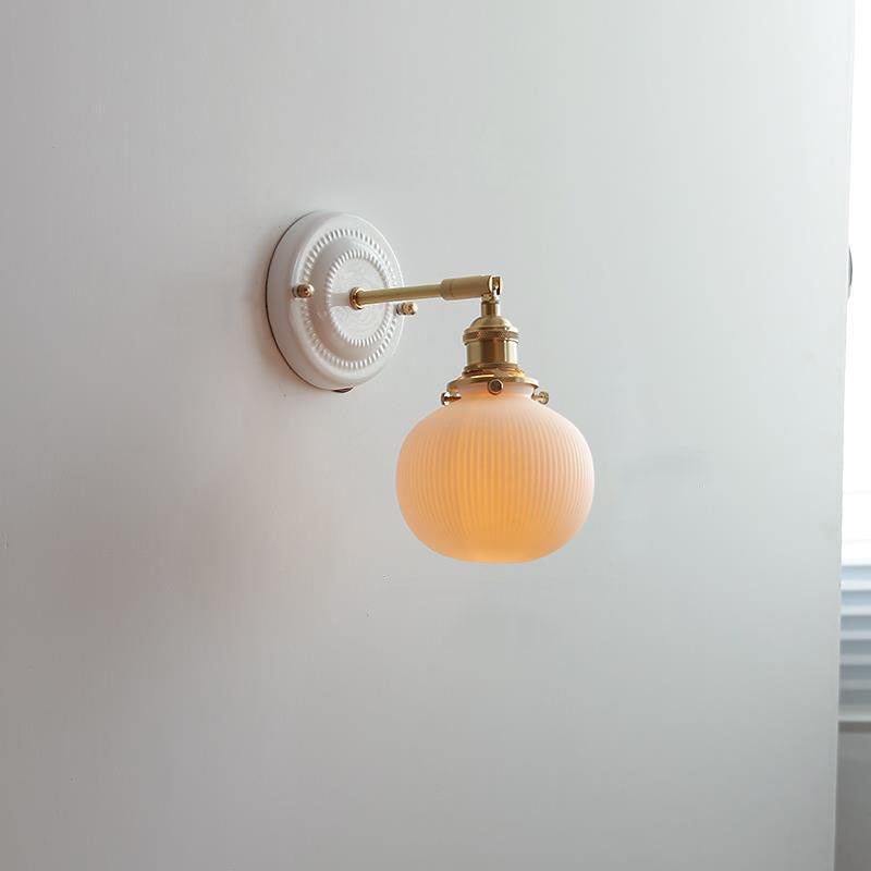 Vintage Japanese Ceramic Brass Wall Light E27 Hardwired