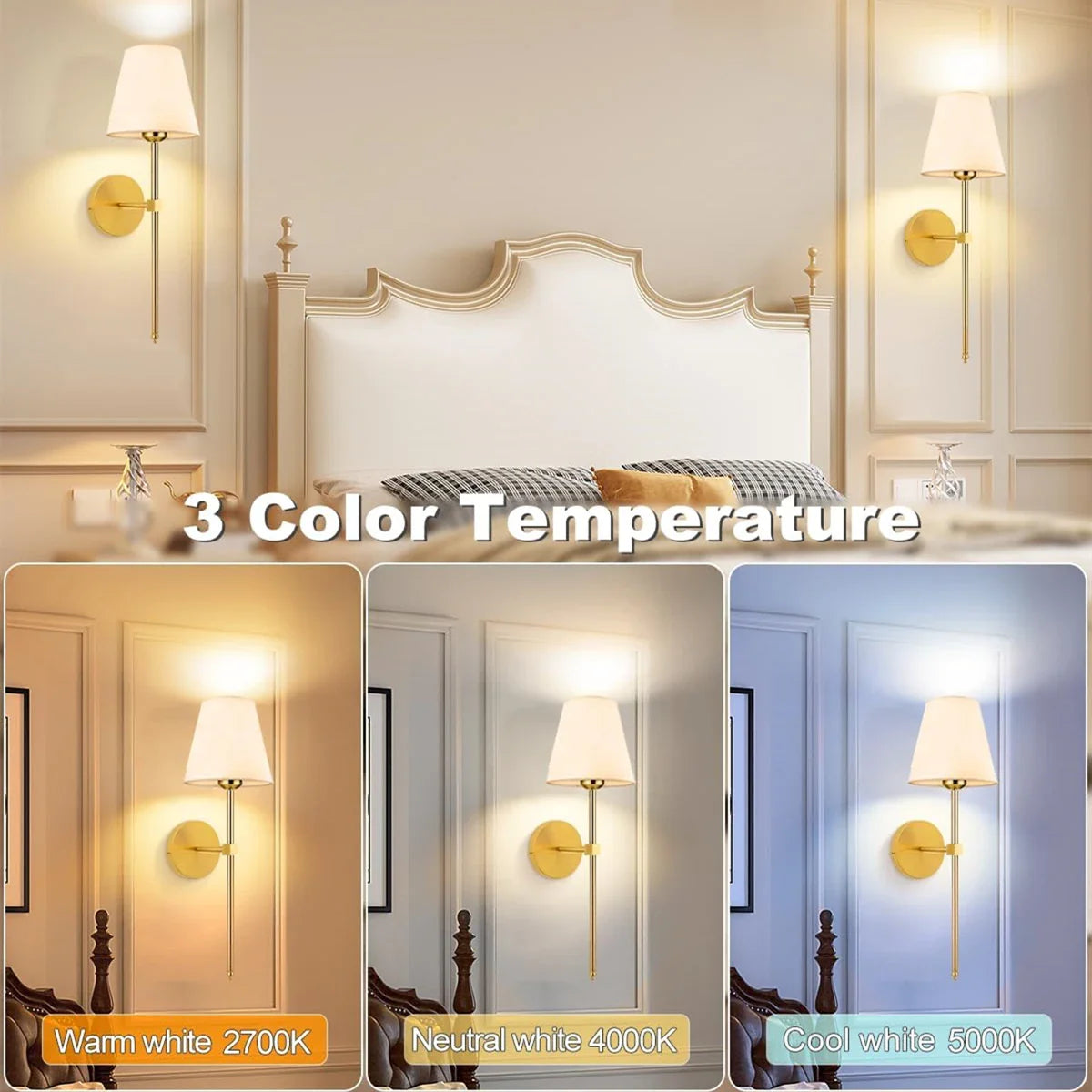 Wireless Rechargeable Wall Lamp Dimmable LED Battery Light with Remote Control