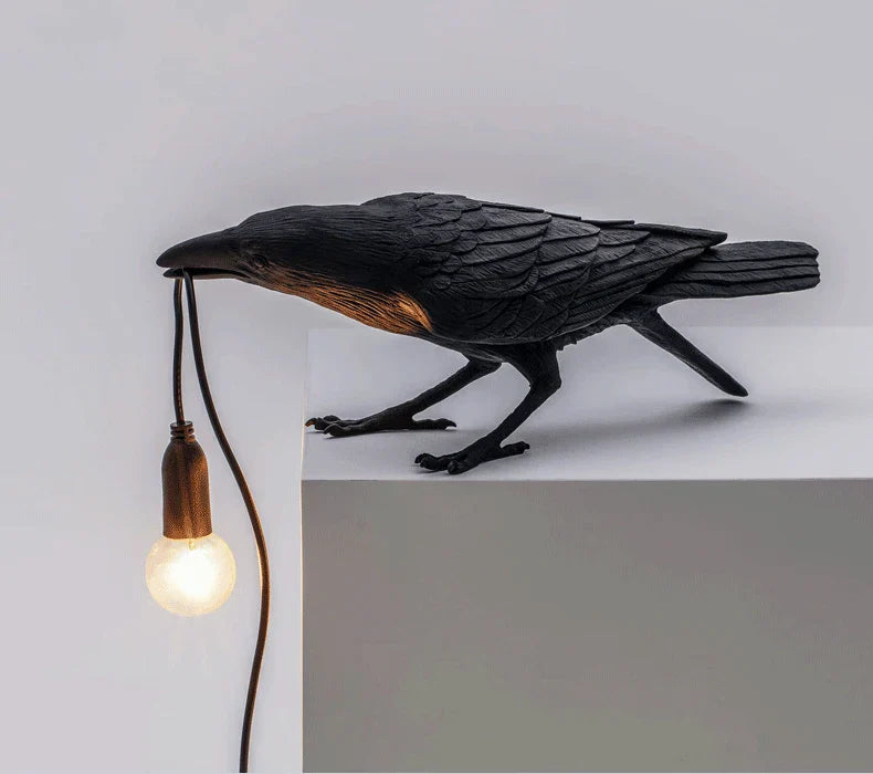 Crow Bird Wall Lamp – Resin Bedside Night Light for Bedroom & Living Room Decor