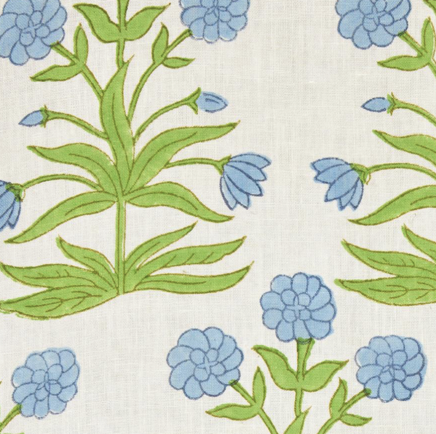 Mughal Pillow Cover in Sky Blue and Pistachio, Schumacher Textiles