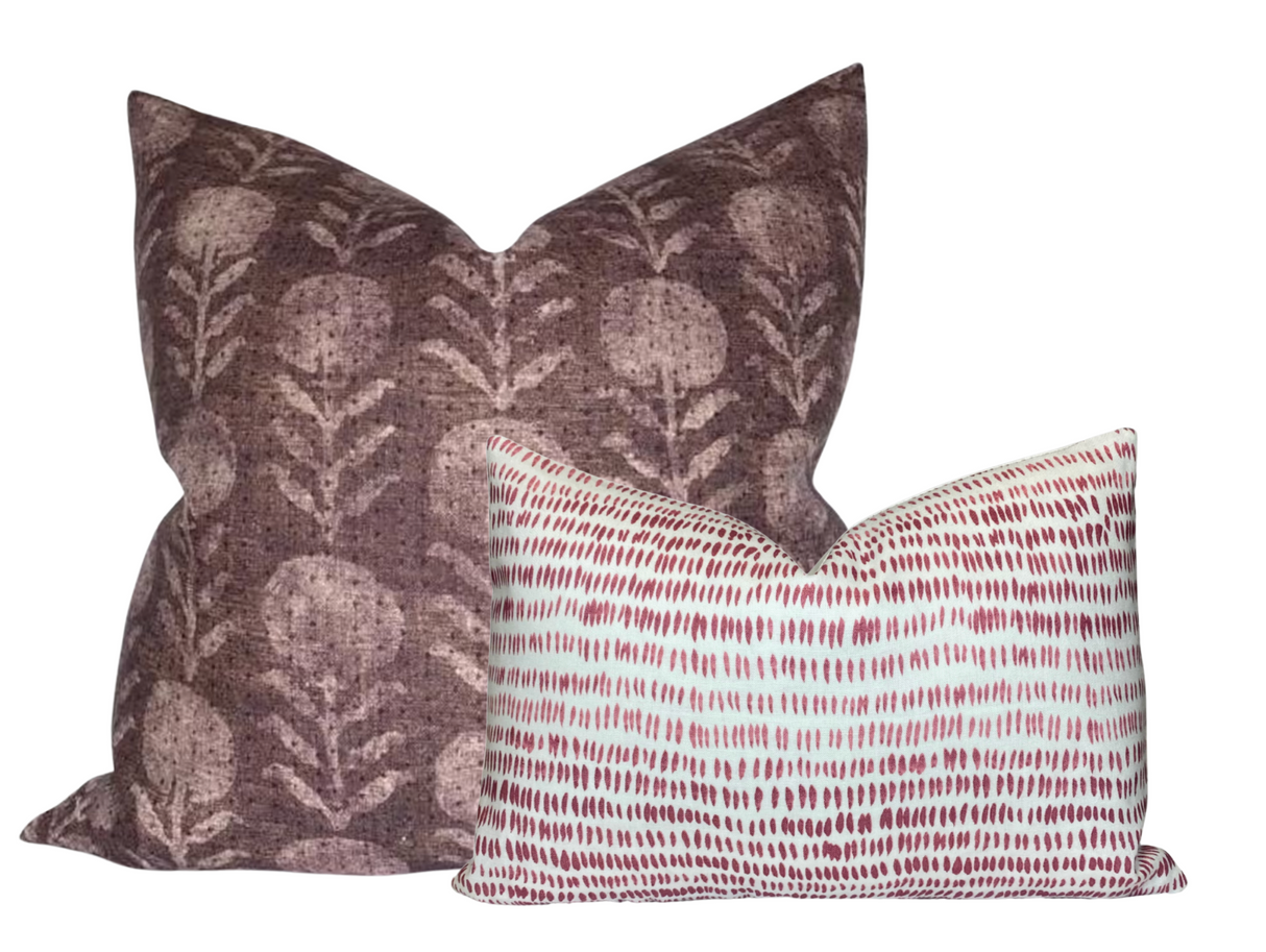 Zinnia Pillow Cover in Berry, McLaurin + Piercy Textiles
