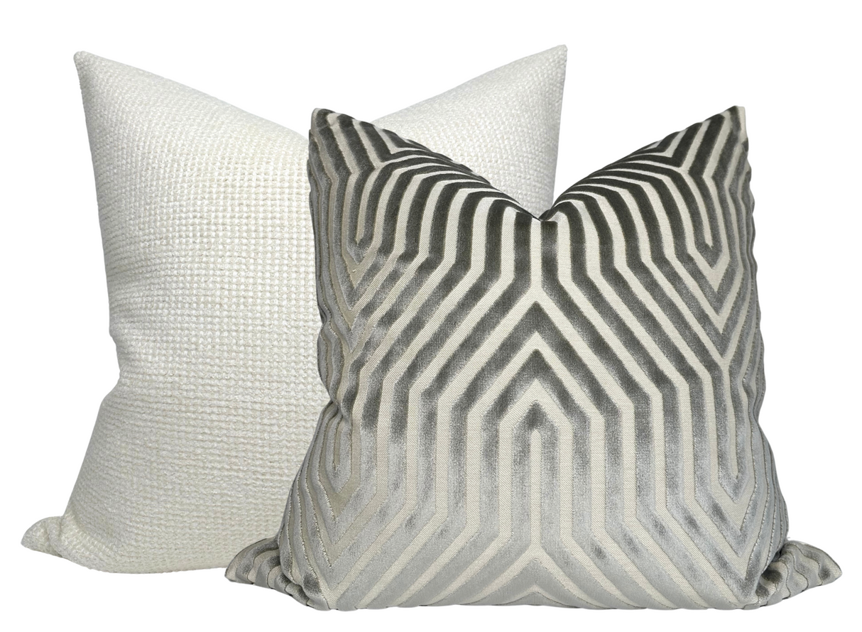 Vanderbilt Pillow Cover in Dove Grey, Schumacher Textiles