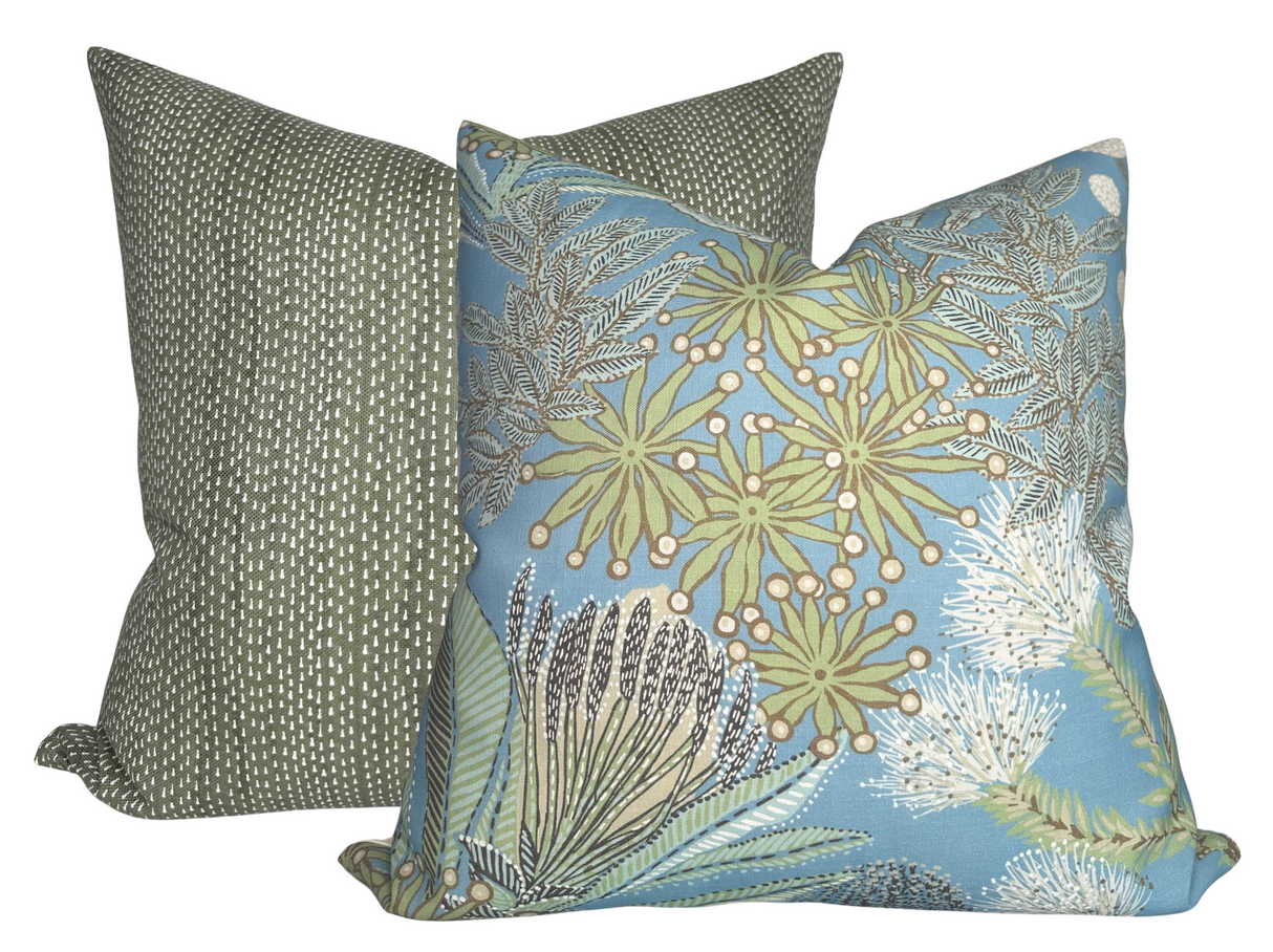Protea Performance Pillow Cover in Spa Blue