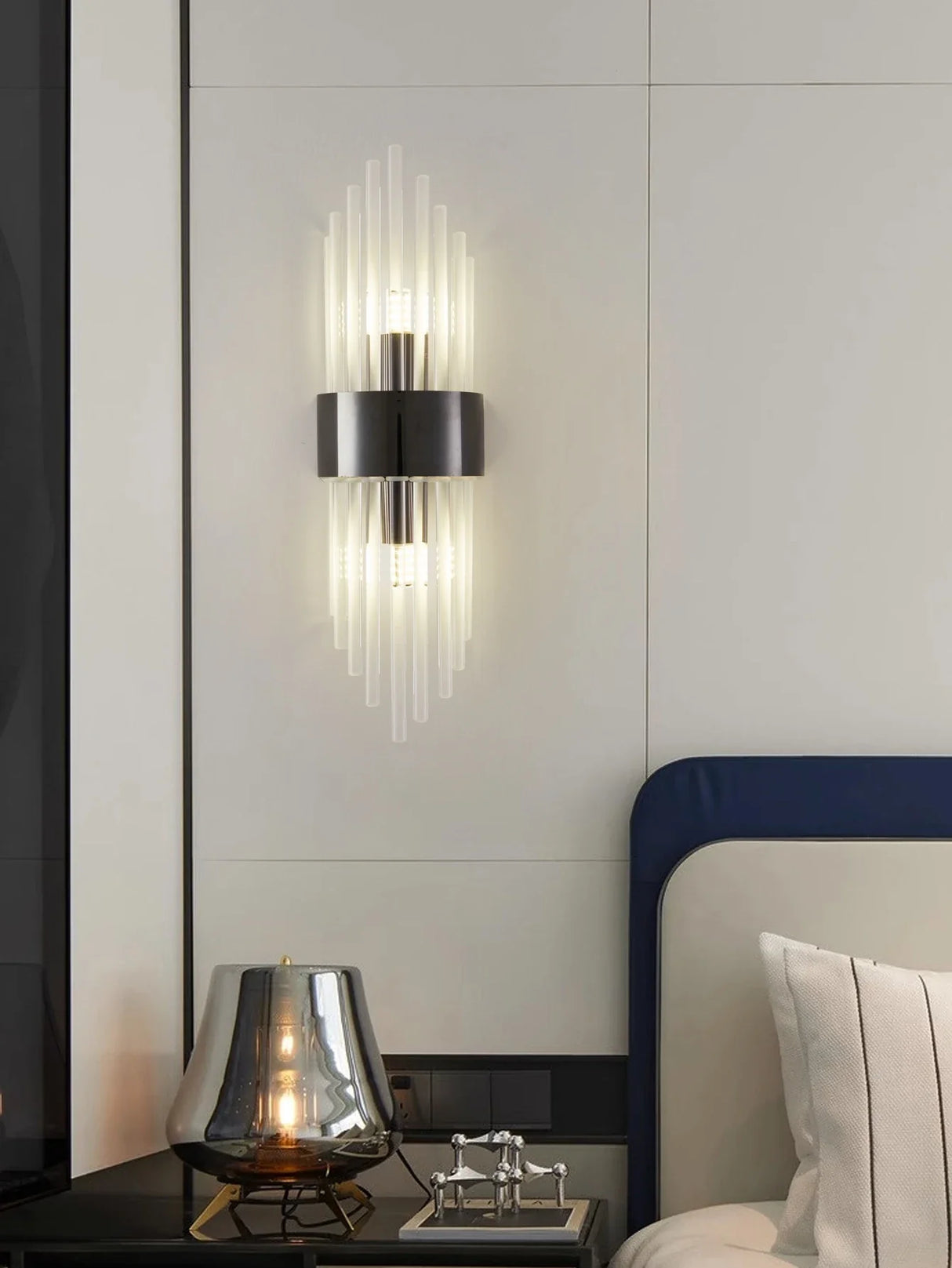 Crystal Wall Sconce G9 – Gold/Black Stainless Steel Light for Bedroom & Living Room