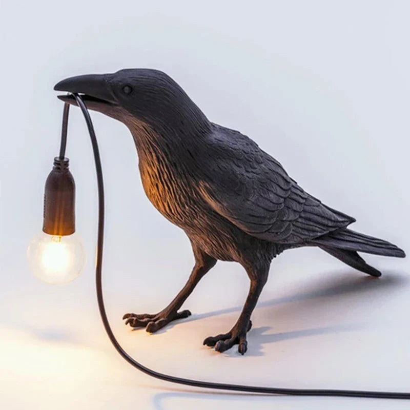 Crow Bird Wall Lamp – Resin Bedside Night Light for Bedroom & Living Room Decor