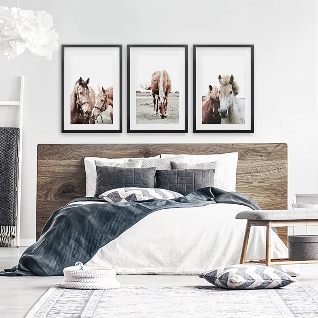 Horses. Modern Farmhouse Prints. Western Set of 3