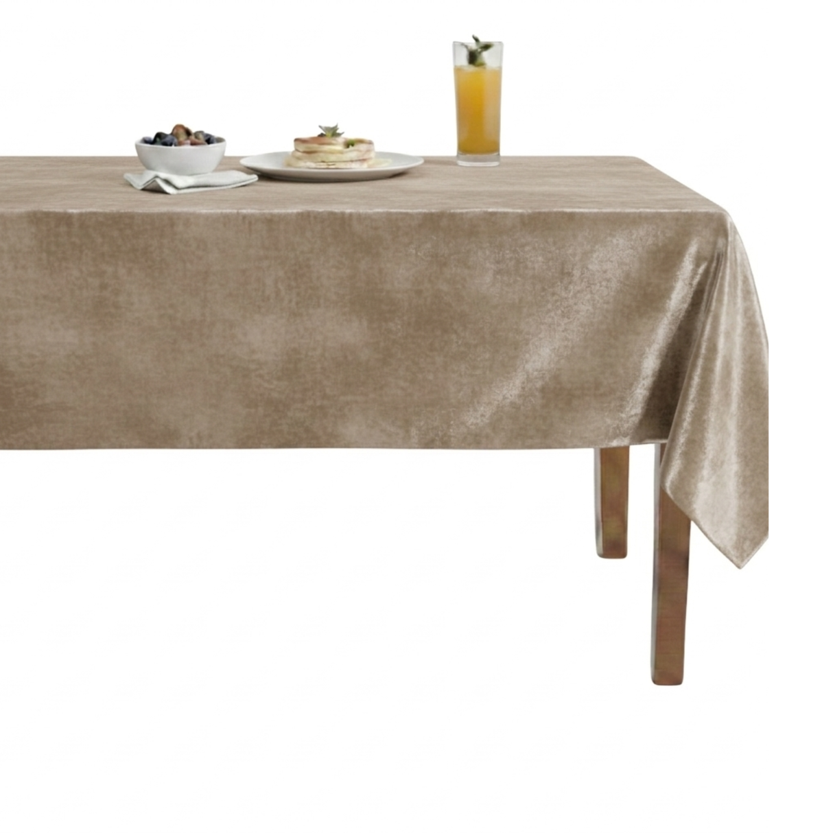 Velveteen72 Solid Plain Velvet Tablecloth – Champagne