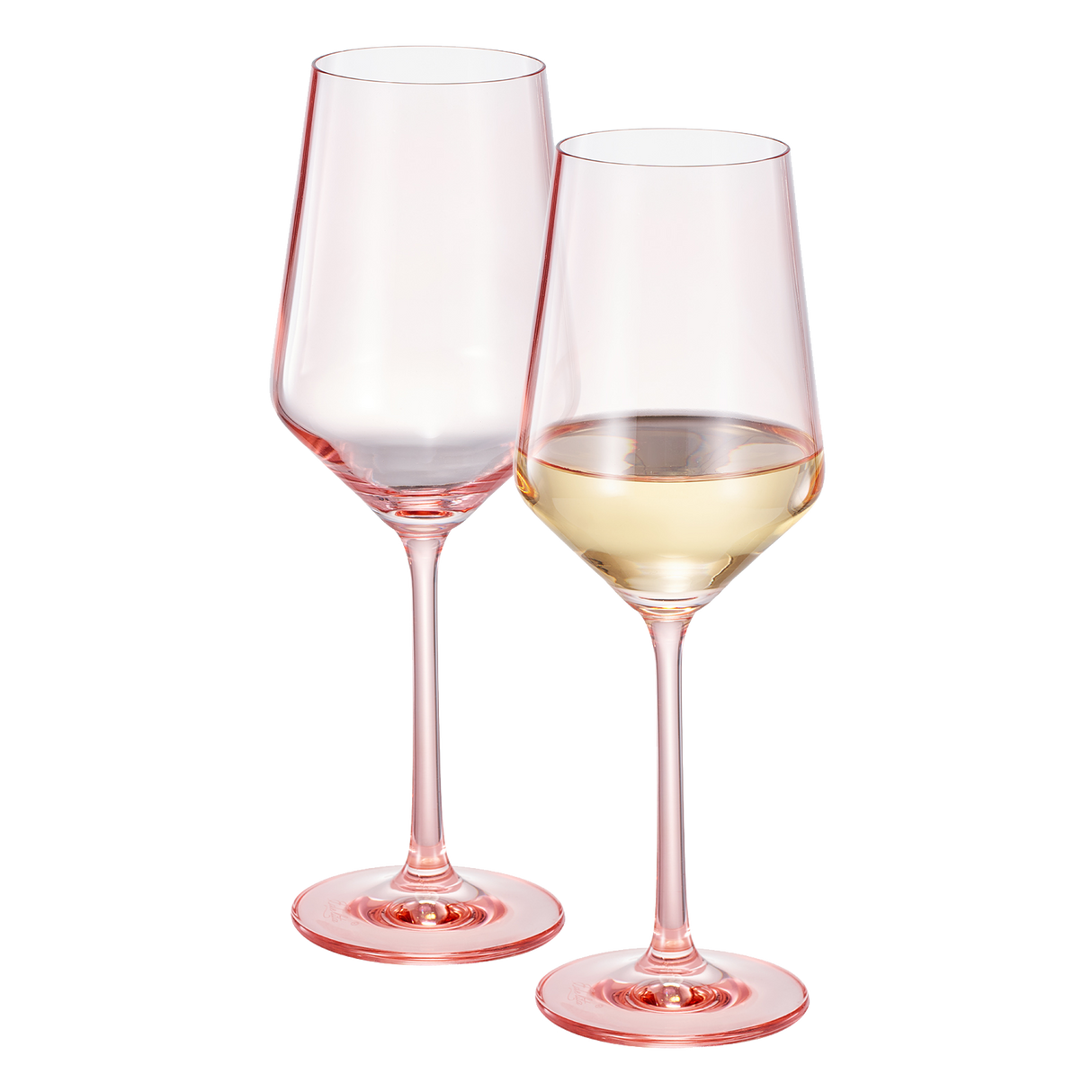 Monet Stemmed Wine Glassware, Pink, Set of 2