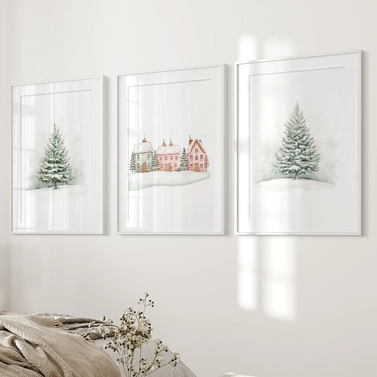 Winter Evergreen Tree Xmas Decor Wall Art Posters