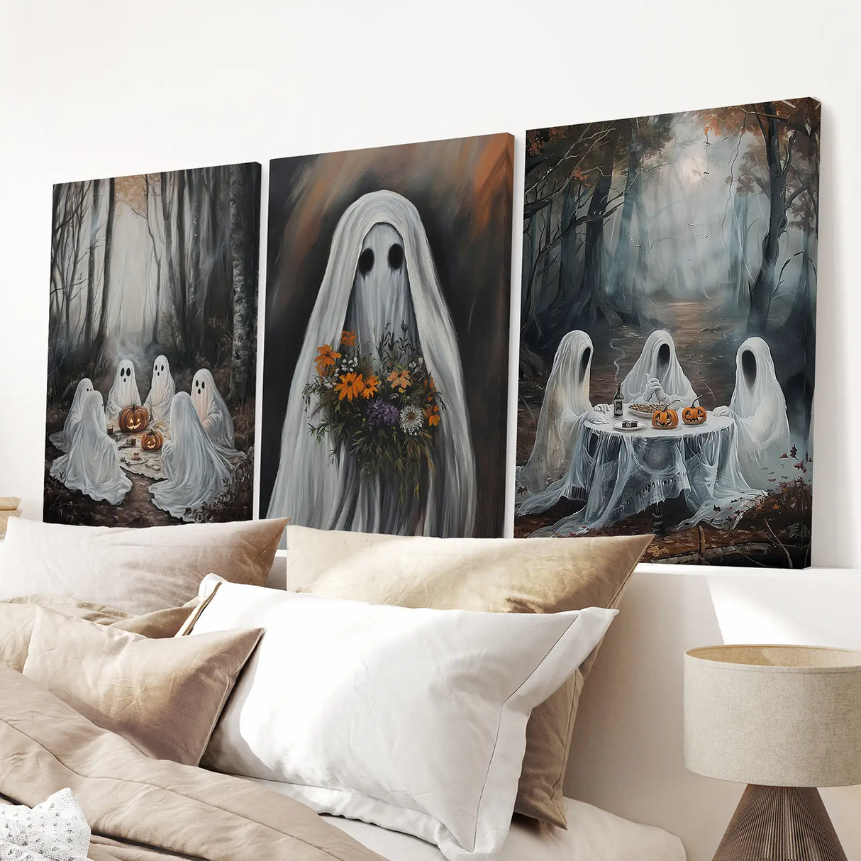 Moody Halloween Ghosts Trendy Wall Art Poster