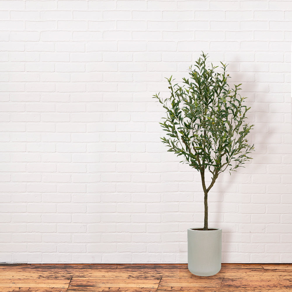 Artificial 7' Olive Tree with Artisan Mediterranean Planter