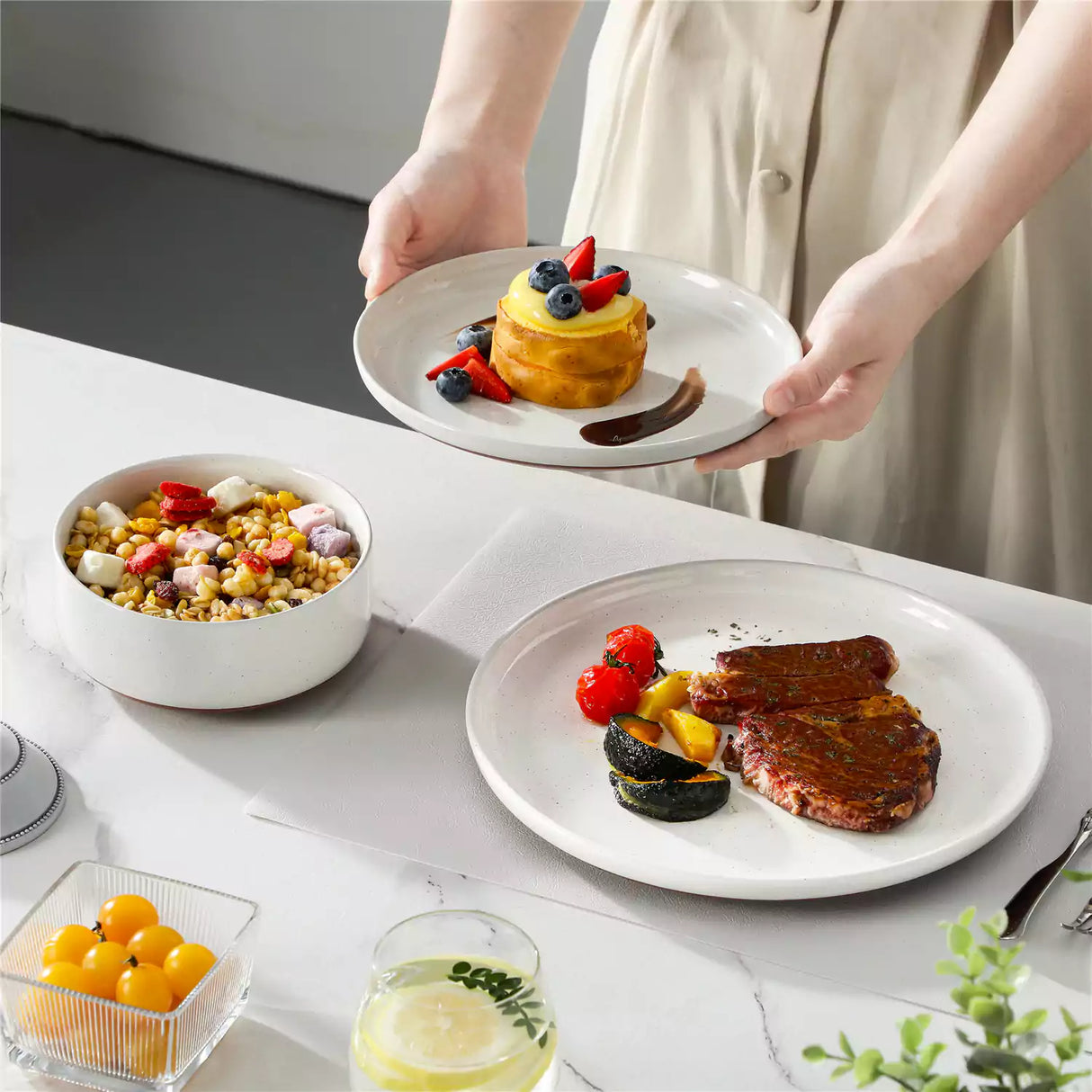 Tara Grey 12 Piece Dinnerware Set