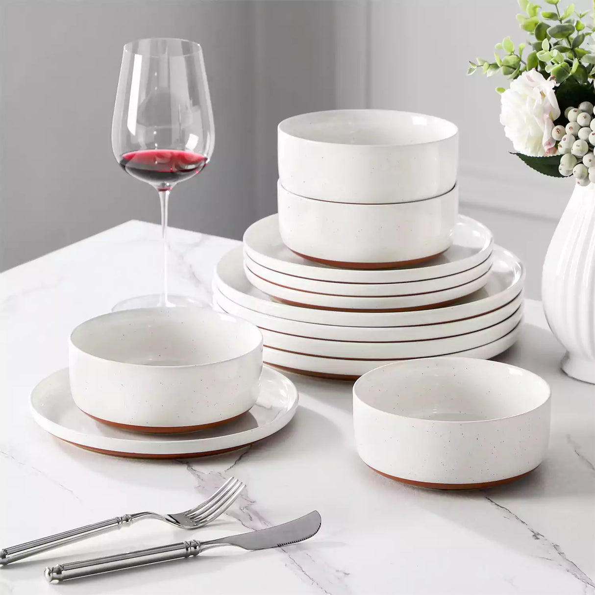Tara Grey 12 Piece Dinnerware Set